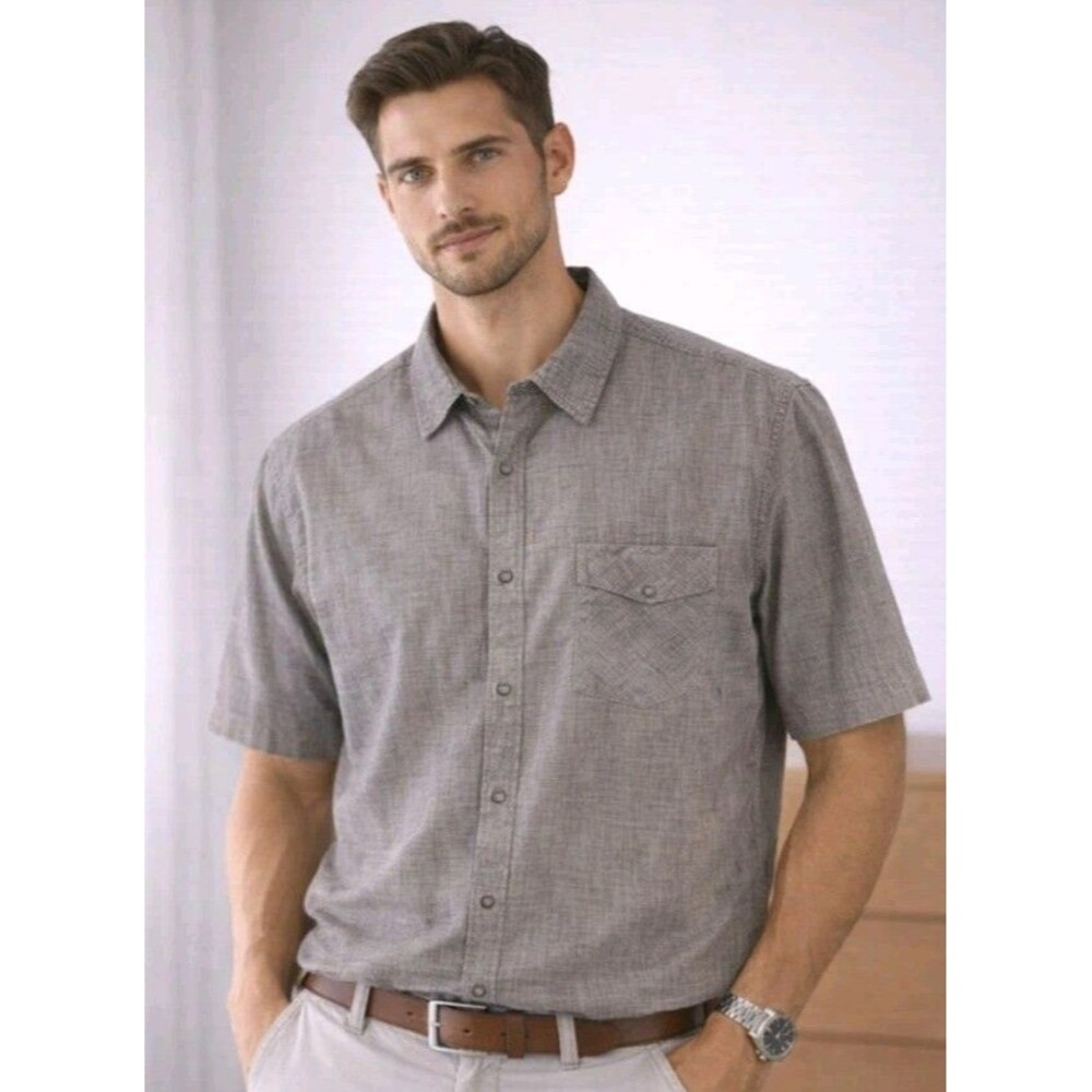 WoolRich Men's Shirt Size XXL Snap Button Green Pocket Short Sleeve